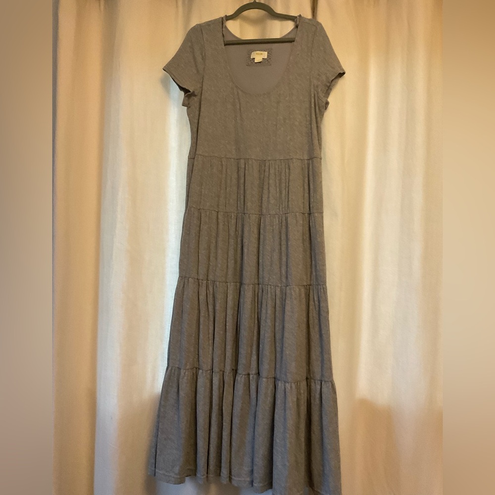 Anthropologie Maeve Gillian Gray Tiered Maxi Dress